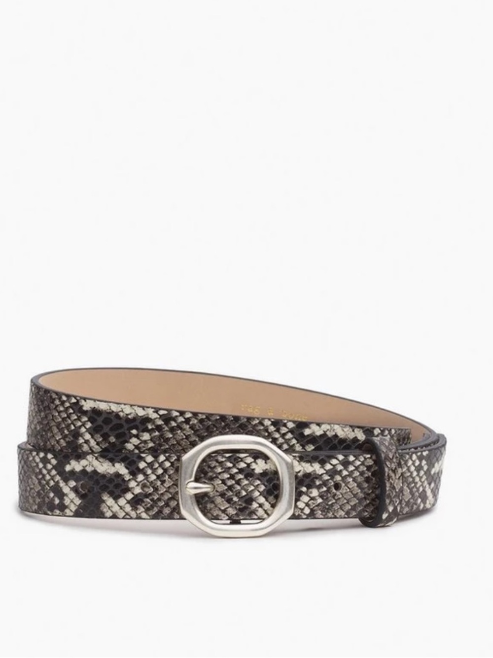 rag & bone Black Polka Dot Leather Belt Gold Buckle Size Medium